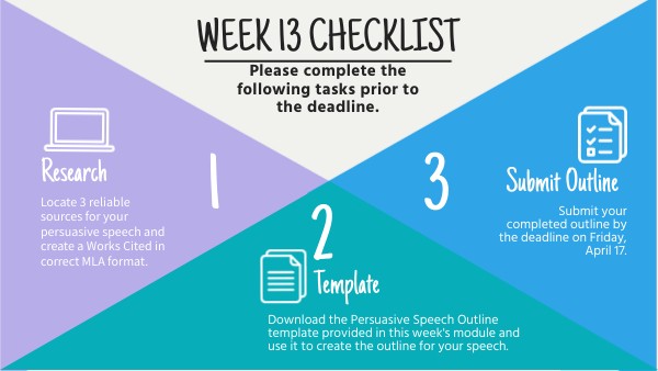 Week 9 Checklist | Genially