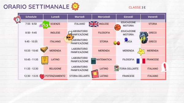 ORARIO SETTIMANALE