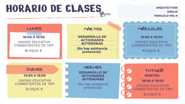 HORARIO DE CLASE - DIBUJO