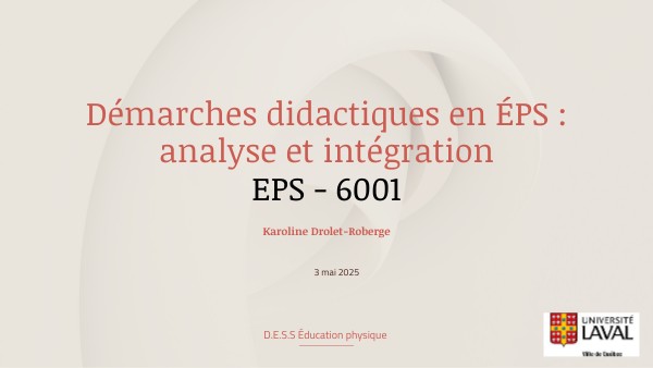 Démarches didactiques en ÉPS : analyse et intégration EPS - 6001