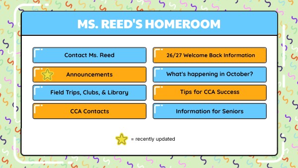 Ms. Reed's Homeroom Hub | Genially