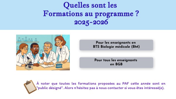 Quelles sont les Formations au programme ? 2025-2026 | Genially