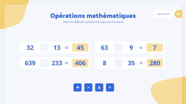Opérations mathématiques | Genially