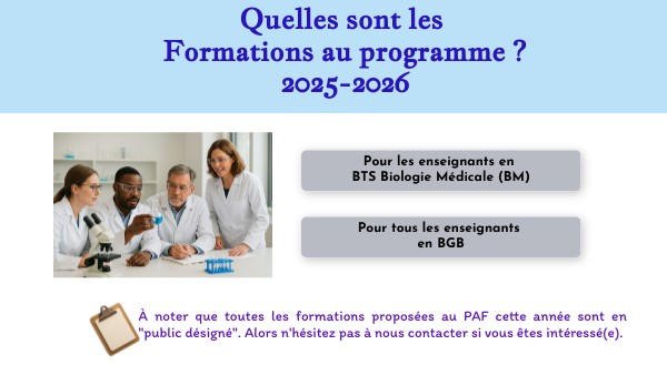 Quelles sont les Formations au programme ? 2025-2026 | Genially
