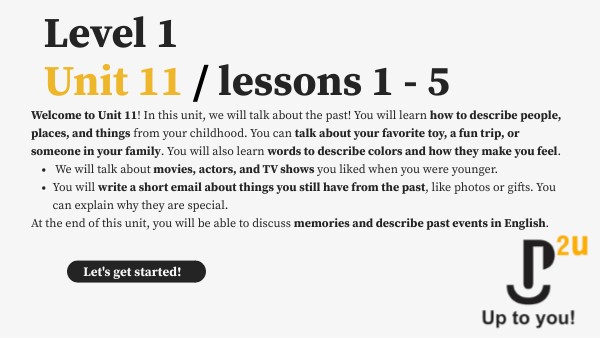 Level 1 Unit 11 / lessons 1 - 5 | Genially