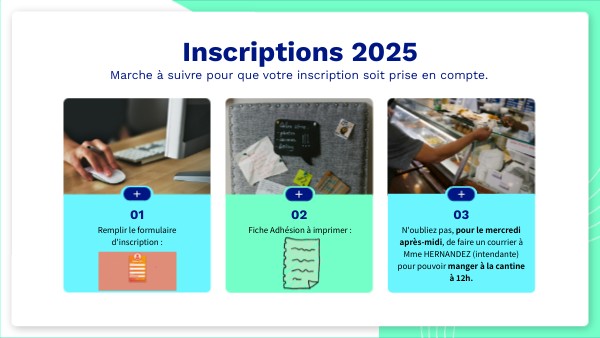 Inscriptions 2025 | Genially