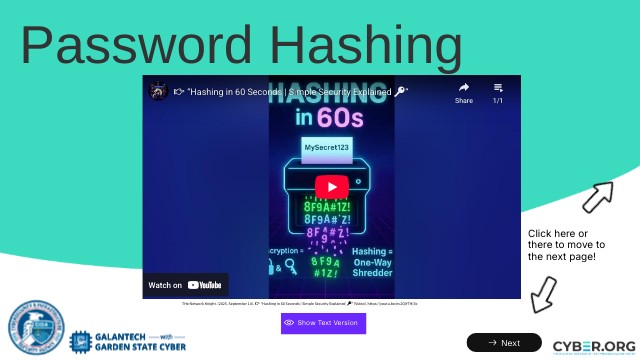 Module 3: Lesson 3 Password Hashing | Genially