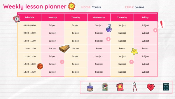 Weekly lesson planner | Genially