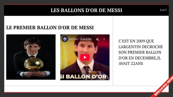 LE PREMIER BALLON D OR DE MESSI Genially