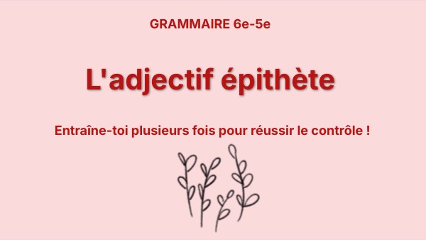 L'adjectif épithète 5e | Genially