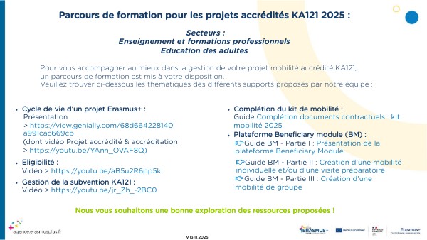 Parcours de formations EFP/EA 2025 KA121 | Genially