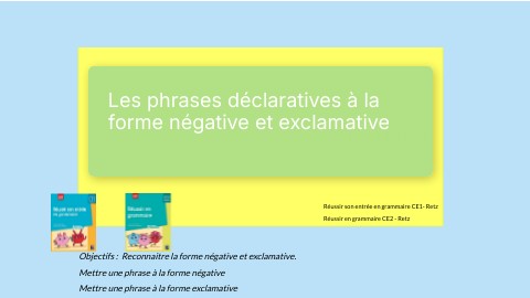 Les phrases déclaratives à la forme négative | Genially
