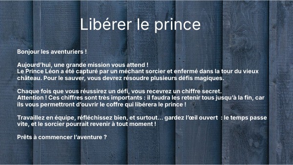Libérer le prince | Genially