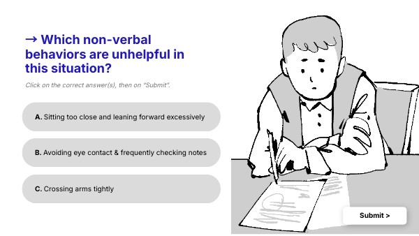 → Which non-verbal behaviors are unhelpful in this situation? | Genially