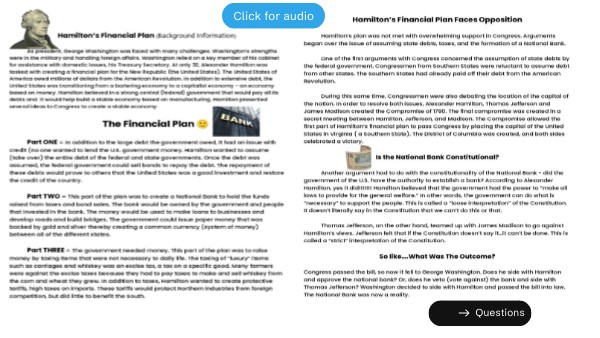 Hamilton's Financial Plan | Genially