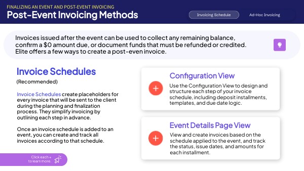 Post-Event Invoicing Methods in Elite | Genially