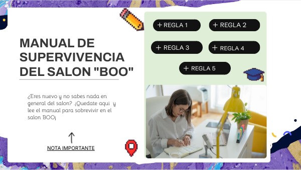 MANUAL DE SUPERVIVENCIA DEL SALON "BOO" | Genially