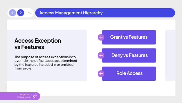 Access Exception vs Features | Genially