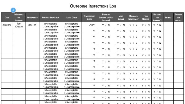 Completing the Outgoing Inspections Log | Genially