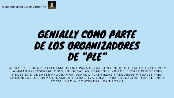Genially como parte de los organizadores de "PLE" | Genially