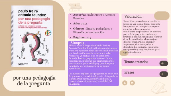 por una pedagogía de la pregunta | Genially