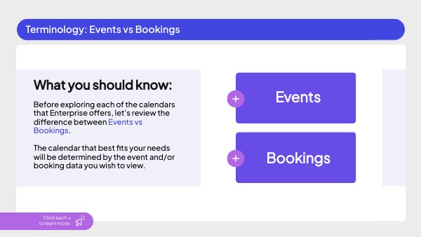 Terminology: Events vs Bookings | Genially