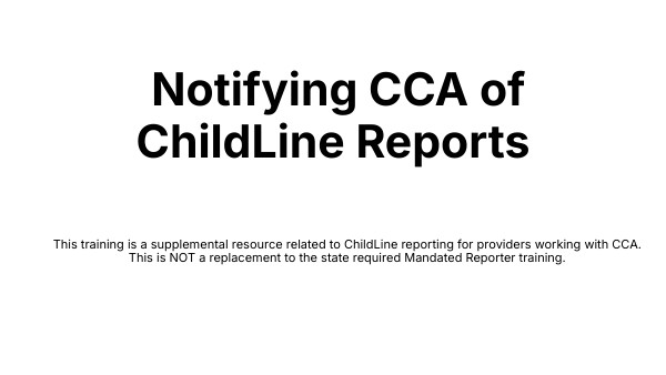 Notifying CCA of ChildLine Reports | Genially