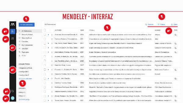 Mendeley - Interfaz | Genially