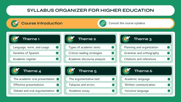 Syllabus Organizer for Higher Education | Genially