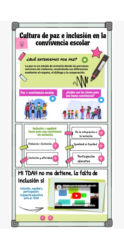Cultura de paz e inclusión en la convivencia escolar | Genially