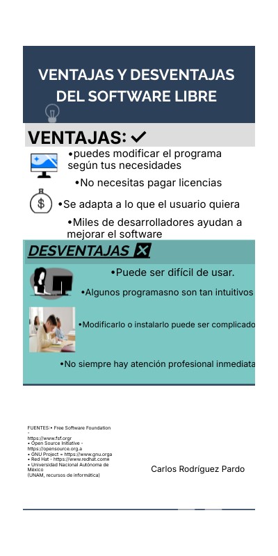VENTAJAS Y DESVENTAJAS DEL SOFTWARE LIBRE | Genially