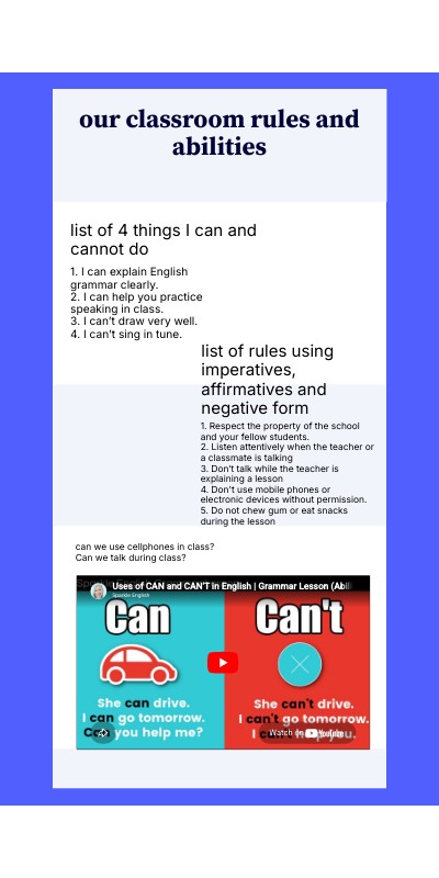 our classroom rules and abilities | Genially